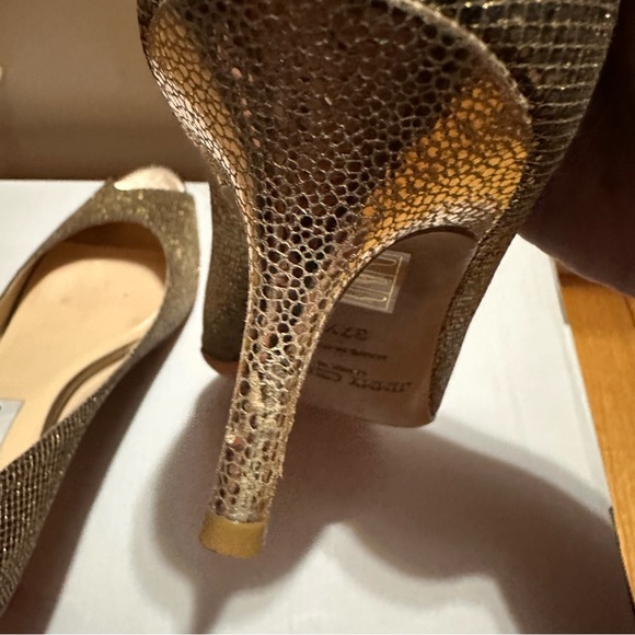 Jimmy Choo Isabel Glitter metallic peep toe pump heels – Size 37.5 - Picture 10 of 13